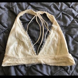 Cream Lace Strappy Back Bralette